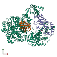 PDB entry 9b5c coloured by chain, front view.