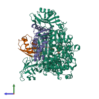 PDB entry 9b5c coloured by chain, side view.