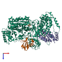 PDB entry 9b5c coloured by chain, top view.