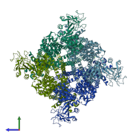 PDB entry 9b8w coloured by chain, side view.