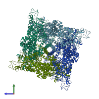 PDB entry 9b92 coloured by chain, side view.