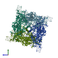 PDB entry 9b93 coloured by chain, side view.