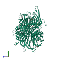 PDB entry 9bbh coloured by chain, side view.