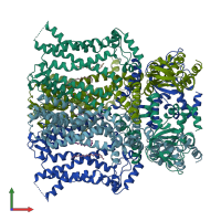 PDB entry 9bc6 coloured by chain, front view.