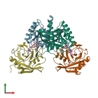 PDB entry 9bg1 coloured by chain, front view.