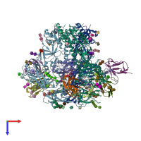 PDB entry 9bge coloured by chain, top view.