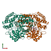 PDB entry 9bow coloured by chain, front view.