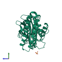 PDB entry 9bzn coloured by chain, side view.