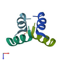 PDB entry 9c5s coloured by chain, top view.