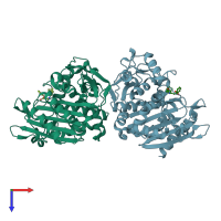 PDB entry 9c81 coloured by chain, top view.