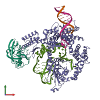 PDB entry 9cf0 coloured by chain, front view.