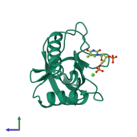 PDB entry 9cik coloured by chain, side view.