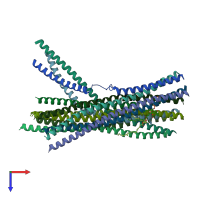 PDB entry 9cjl coloured by chain, top view.