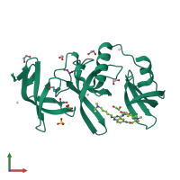 PDB entry 9cux coloured by chain, front view.