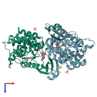 PDB entry 9cxw coloured by chain, top view.