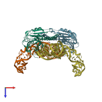 PDB entry 9enf coloured by chain, top view.