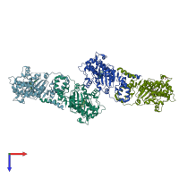 PDB entry 9ep8 coloured by chain, top view.