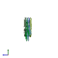 PDB entry 9ern coloured by chain, side view.