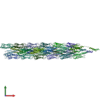 PDB entry 9ewx coloured by chain, front view.
