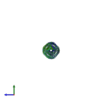 PDB entry 9ewx coloured by chain, side view.