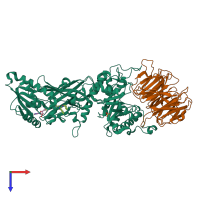 PDB entry 9eyv coloured by chain, top view.