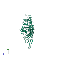 PDB entry 9ffh coloured by chain, side view.