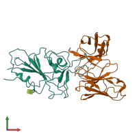 PDB entry 9fgs coloured by chain, front view.