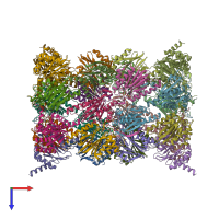 PDB entry 9ft0 coloured by chain, top view.