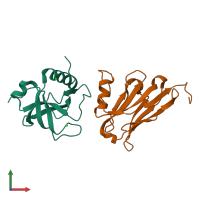 PDB entry 9g5l coloured by chain, front view.