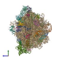 Hetero 55-meric assembly 1 of PDB entry 9gr1 coloured by chemically distinct molecules, side view.