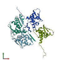 PDB entry 9gr9 coloured by chain, front view.