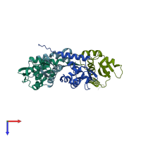 PDB entry 9gr9 coloured by chain, top view.