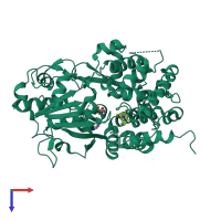 PDB entry 9gu4 coloured by chain, top view.