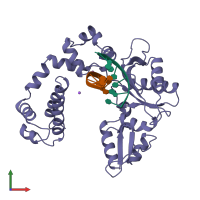 PDB entry 9ico coloured by chain, front view.