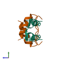 Hetero tetrameric assembly 2 of PDB entry 9ins coloured by chemically distinct molecules, side view.