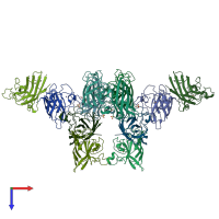 PDB entry 9iyk coloured by chain, top view.