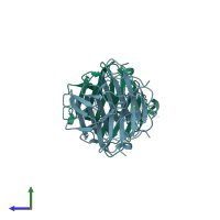 PDB entry 9j1d coloured by chain, side view.