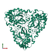 S-methyl-5'-thioadenosine phosphorylase in PDB entry 9jhv, assembly 1, front view.